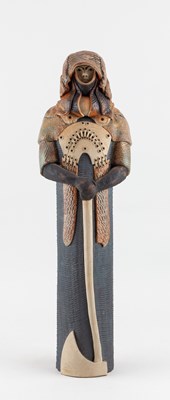 Lot 299 - GEOFF COX (born 1946); a tall stoneware figure...