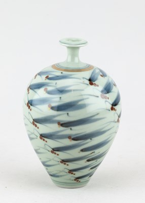 Lot 283 - DEREK CLARKSON (1928-2013); a porcelain bottle...