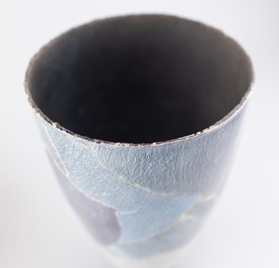 Lot 656 - STEVE MATTISON (born 1954); a tall raku vessel...