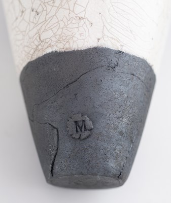 Lot 656 - STEVE MATTISON (born 1954); a tall raku vessel...