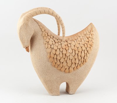 Lot 730 - A stoneware sculpture of a goat, height 36cm.