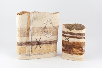 Lot 41 - JAYNE LUCAS (born 1973); a stoneware flat form...