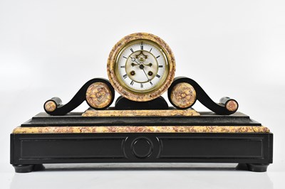 Lot 340 - A Victorian slate and marble mantel clock,...