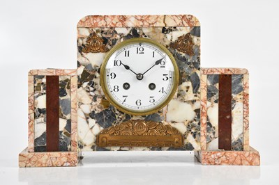 Lot 336 - An Art Deco marble mantel clock, with bronzed...