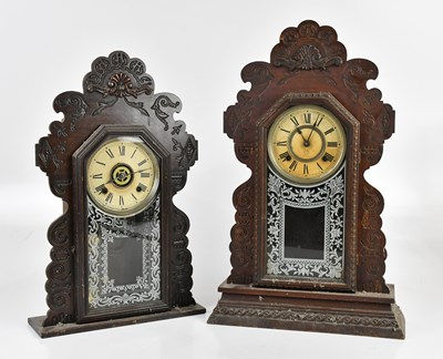 Lot 348 - Two American 'Gingerbread' mantel clocks, the...