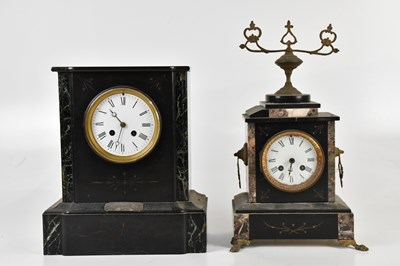 Lot 341 - A Victorian marble and slate mantel clock, the...