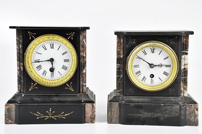 Lot 342 - Two Victorian marble and slate mantel clocks...