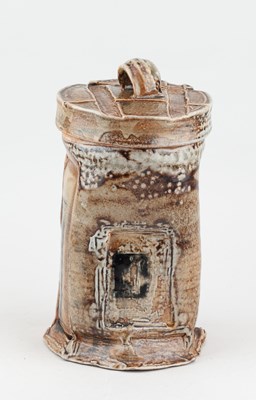 Lot 137 - SHEILA HERRING; a tall salt glazed jar and...