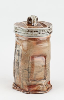 Lot 137 - SHEILA HERRING; a tall salt glazed jar and...