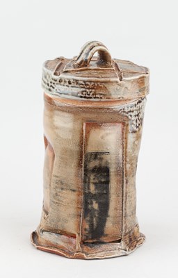 Lot 137 - SHEILA HERRING; a tall salt glazed jar and...