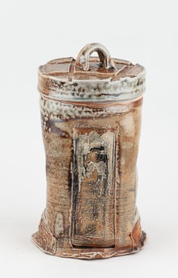 Lot 137 - SHEILA HERRING; a tall salt glazed jar and...