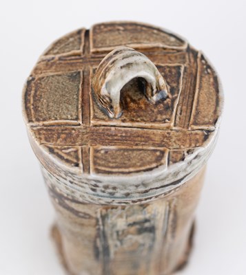 Lot 137 - SHEILA HERRING; a tall salt glazed jar and...