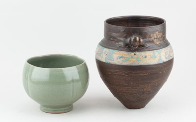 Lot 109 - ANDREW WILSON; a lugged bulbous stoneware...