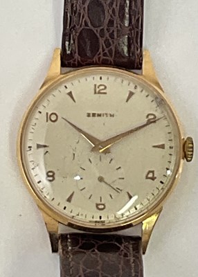 Lot 663 - ZENITH; a gentleman's vintage 9ct gold...