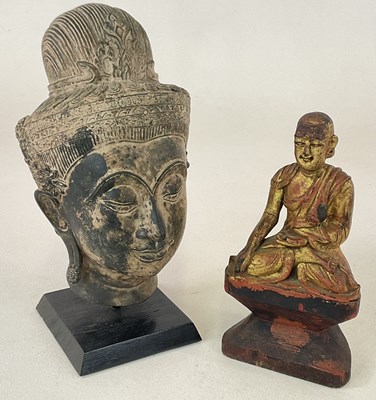 Lot 382 - A Sino-Tibetan metal bust on associated later...