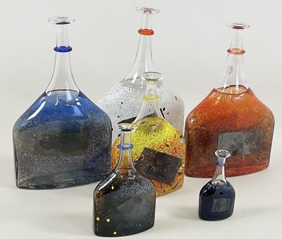 Lot 342 - KOSTA BODA; a collection of six glass botttles,...