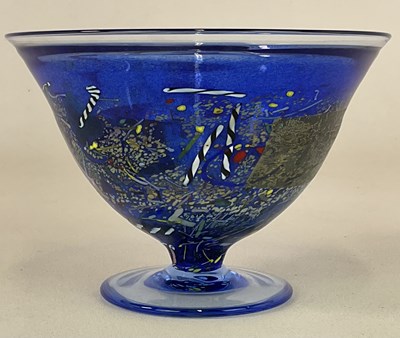 Lot 351 - KOSTA BODA; a blue bodied pedestal bowl with...