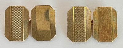 Lot 615 - A pair of 9ct yellow gold cufflinks, with...