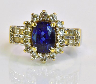 Lot 570 - An impressive 18ct white gold sapphire and...