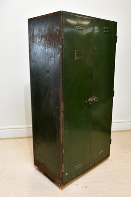 Lot 85 - W & W; a green painted metal army cabinet,...