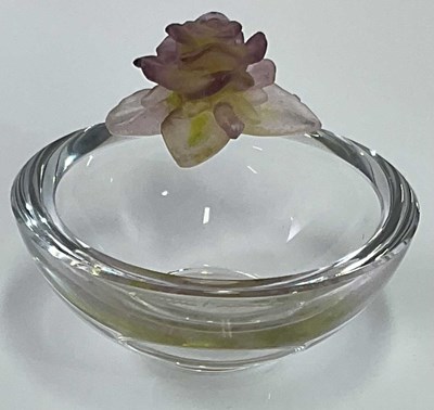 Lot 344 - DAUM; a clear and frosted glass pin dish,...