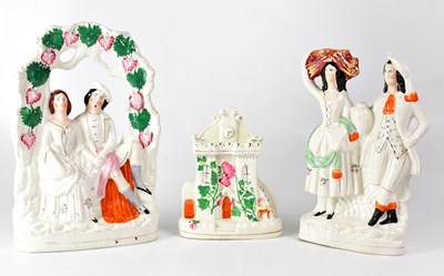 Lot 241 - Three Staffordshire flatbacks comprising...