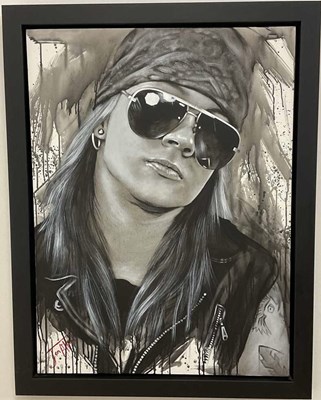 Lot 449 - JEN ALLEN; acrylic on canvas, 'Axl Rose',...