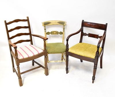 Lot 111 - Three chairs comprising a George III mahogany...