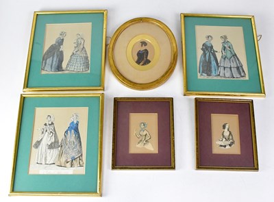 Lot 641 - Six 19th century fashion prints, all depicting...