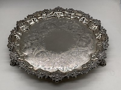 Lot 519 - A William IV hallmarked silver salver of...