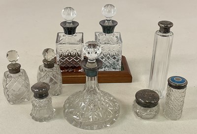 Lot 542 - A pair of contemporary glass small decanters...