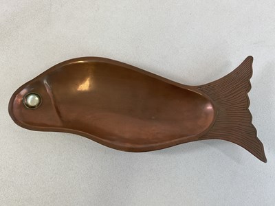 Lot 261 - A Brutalist copper dish modelled as a fish,...