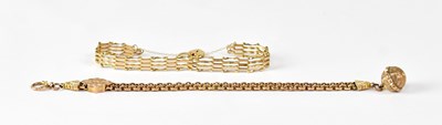 Lot 871 - A 9ct gold four-bar gate bracelet, with 9ct...