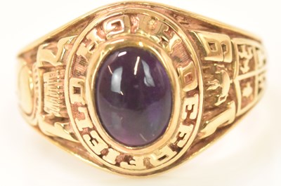 Lot 610 - A 10ct yellow gold collegiate inspired ring,...