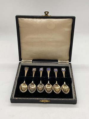 Lot 567 - A set of six George V hallmarked silver coffee...