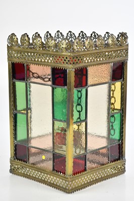 Lot 368 - A 19th century framed and stained glass hall...