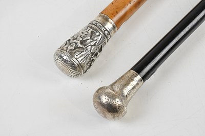 Lot 1287 - A hallmarked silver topped walking cane...