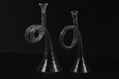 Lot 599 - A pair of Victorian clear glass trumpets,...