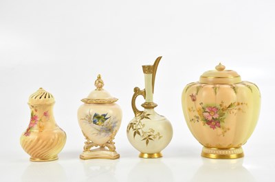 Lot 552 - ROYAL WORCESTER; three pieces of blush ivory...