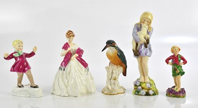 Lot 463 - ROYAL WORCESTER; five ceramic figures and...