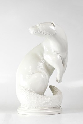 Lot 185 - MEISSEN; a blanc de chine model of an otter...