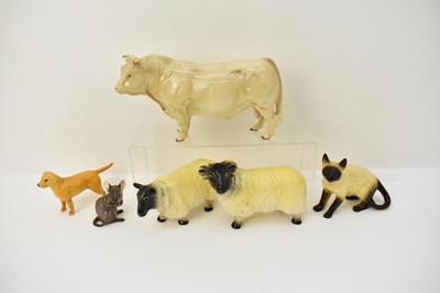 Lot 174 - BESWICK; a Charolais bull (af), a Siamese cat,...