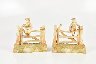 Lot 522 - ROYAL WORCESTER; a pair of blush ivory figures...