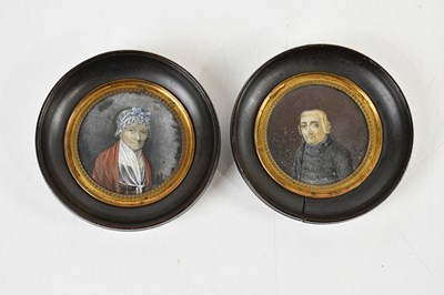 Lot 1198 - A pair of 19th century portrait miniatures,...