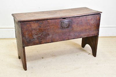 Lot 225 - An 18th century oak six plank coffer, width...