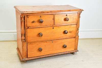 Lot 239 - An old pine chest of two short over two long...