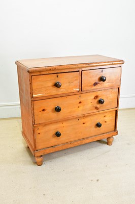 Lot 240 - An old pine chest of two short over two long...