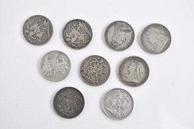 Lot 632 - Nine Victorian silver crowns, six Jubilee...