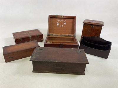 Lot 24 - A quantity of work boxes, letter rack,...