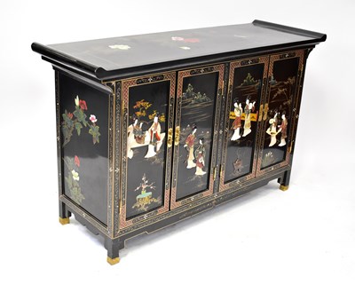 Lot 286 - A contemporary black lacquered Oriental...